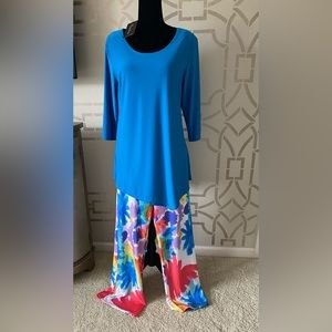 Creation Women’s Asymmetric Tunic Ocean Blue Size Large NWT